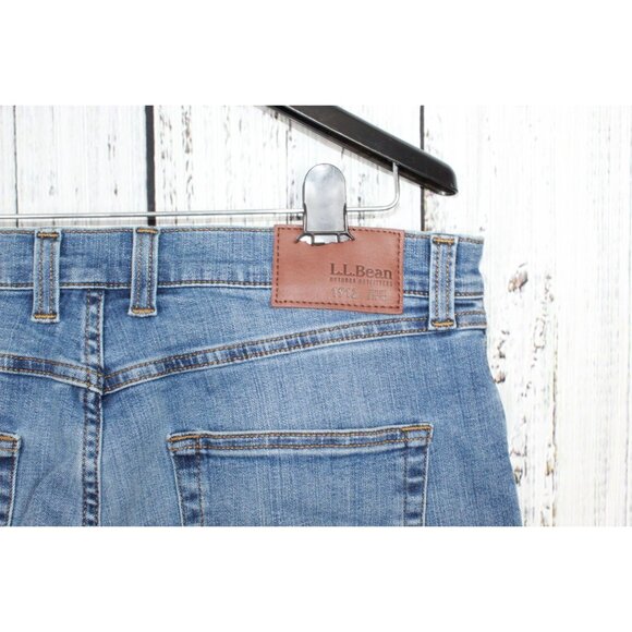 LL Bean BeanFlex Jeans Slim Fit Straight Leg Medium Wash Size 35x29 - Picture 8 of 12